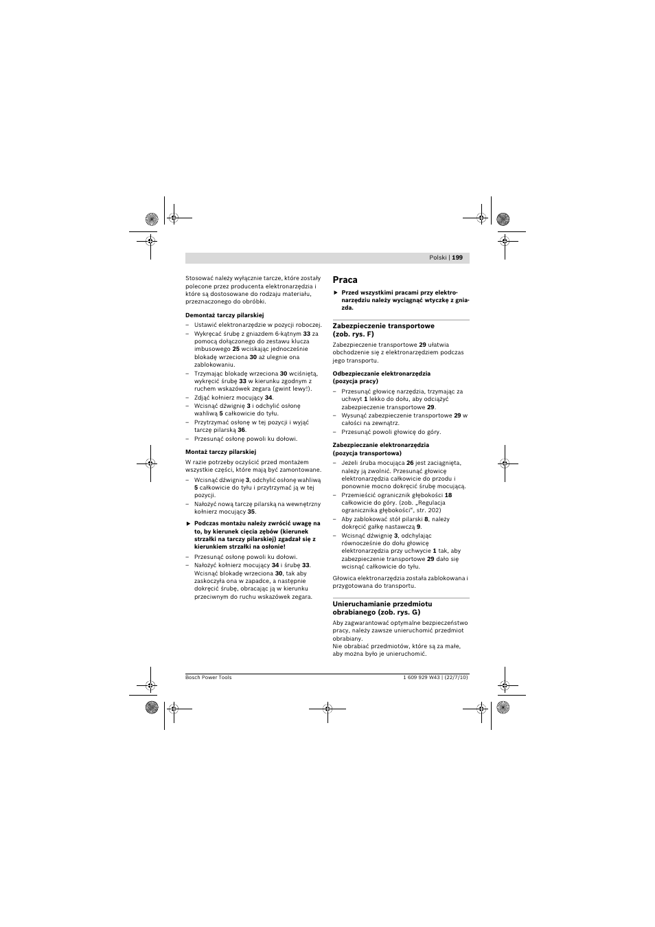 Praca | Bosch PCM 7 S User Manual | Page 199 / 384