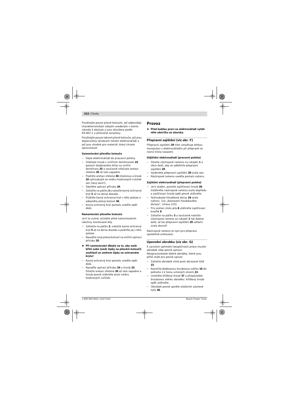 Provoz | Bosch PCM 7 S User Manual | Page 212 / 384