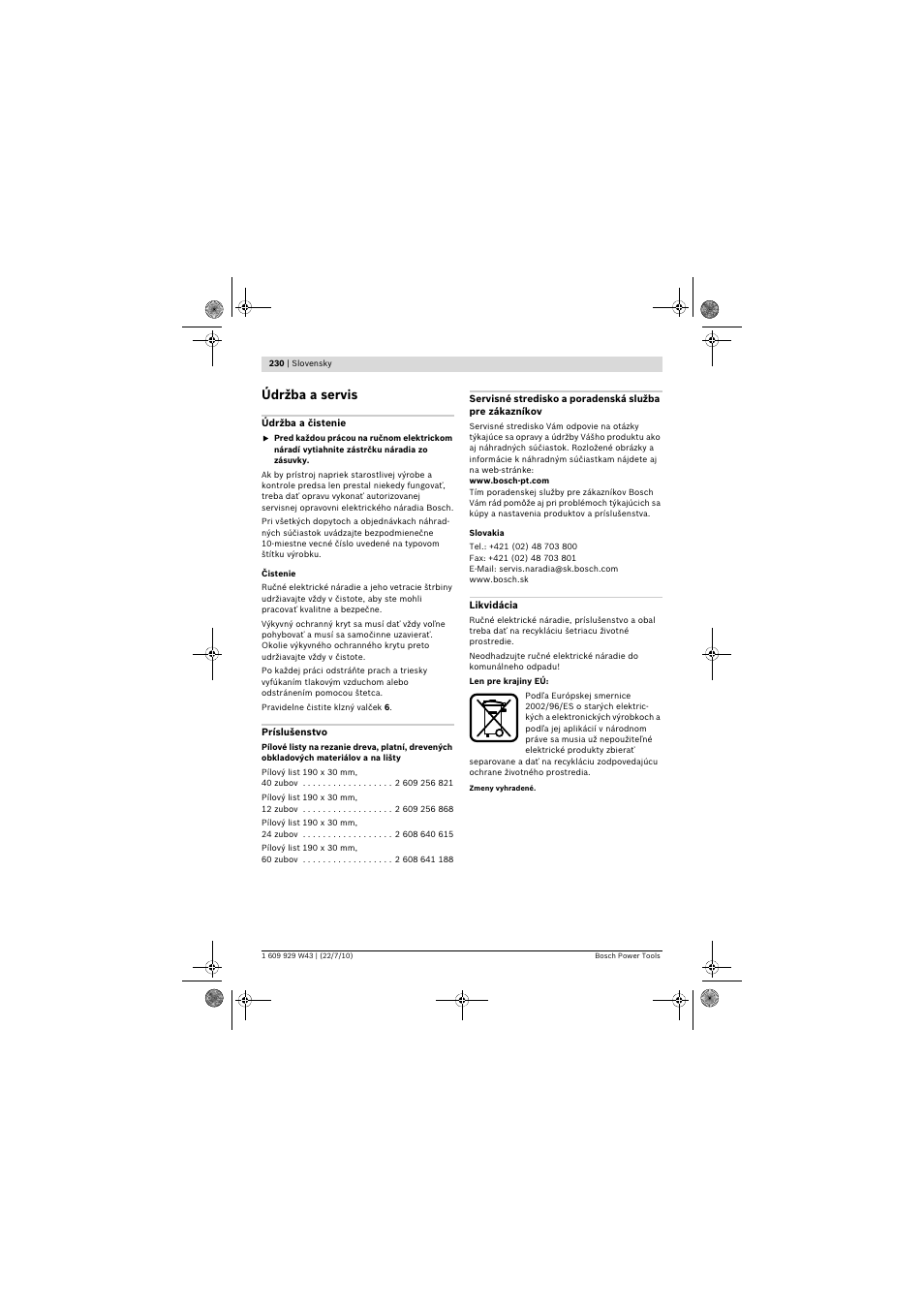 Údržba a servis | Bosch PCM 7 S User Manual | Page 230 / 384