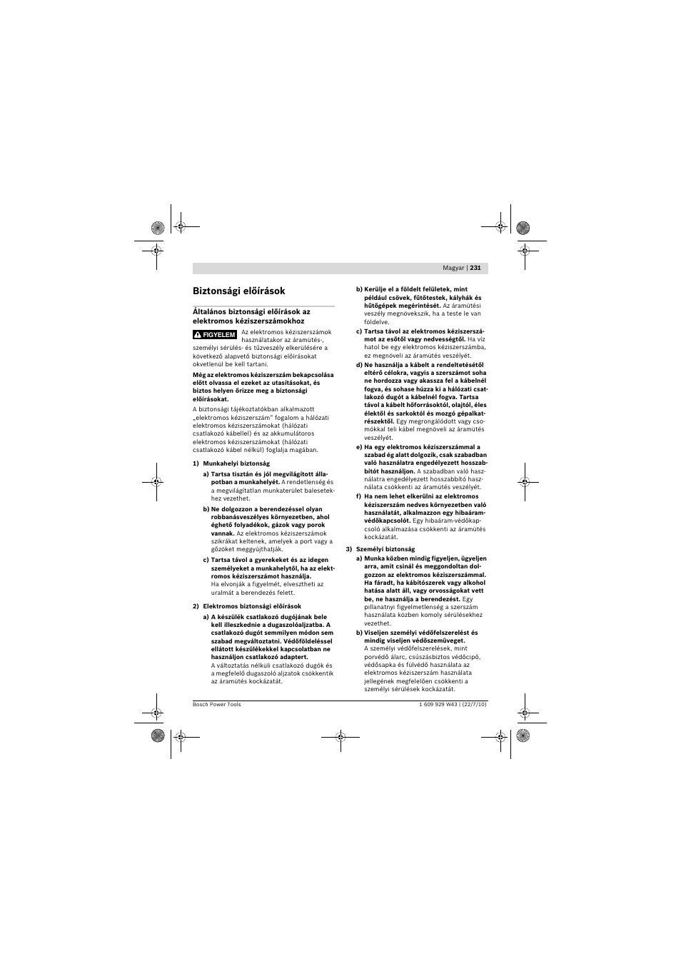 Biztonsági előírások | Bosch PCM 7 S User Manual | Page 231 / 384