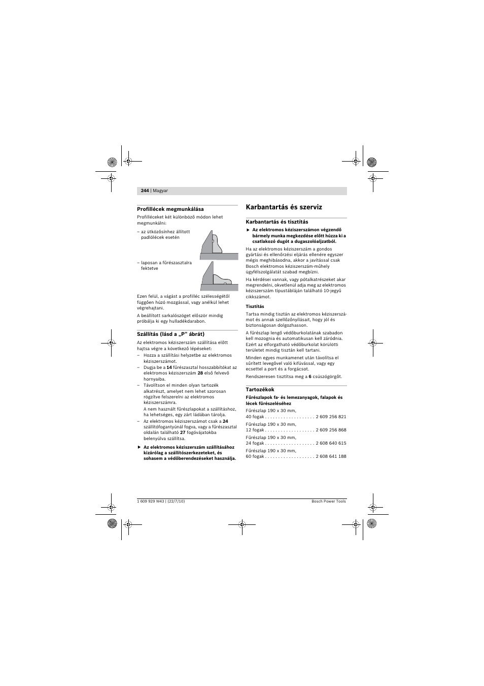 Karbantartás és szerviz | Bosch PCM 7 S User Manual | Page 244 / 384