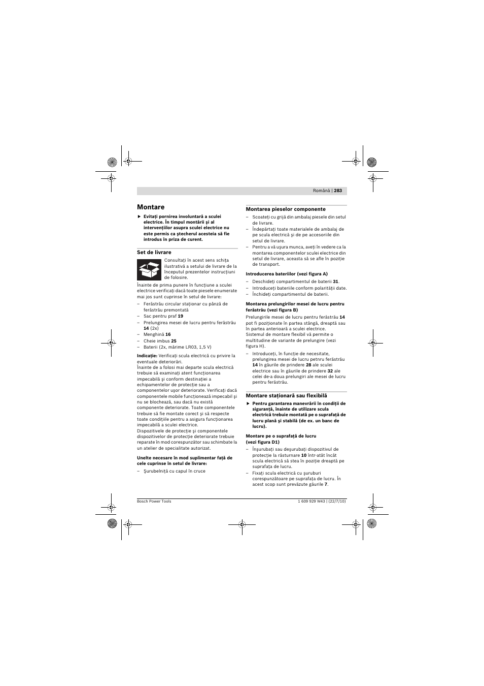 Montare | Bosch PCM 7 S User Manual | Page 283 / 384