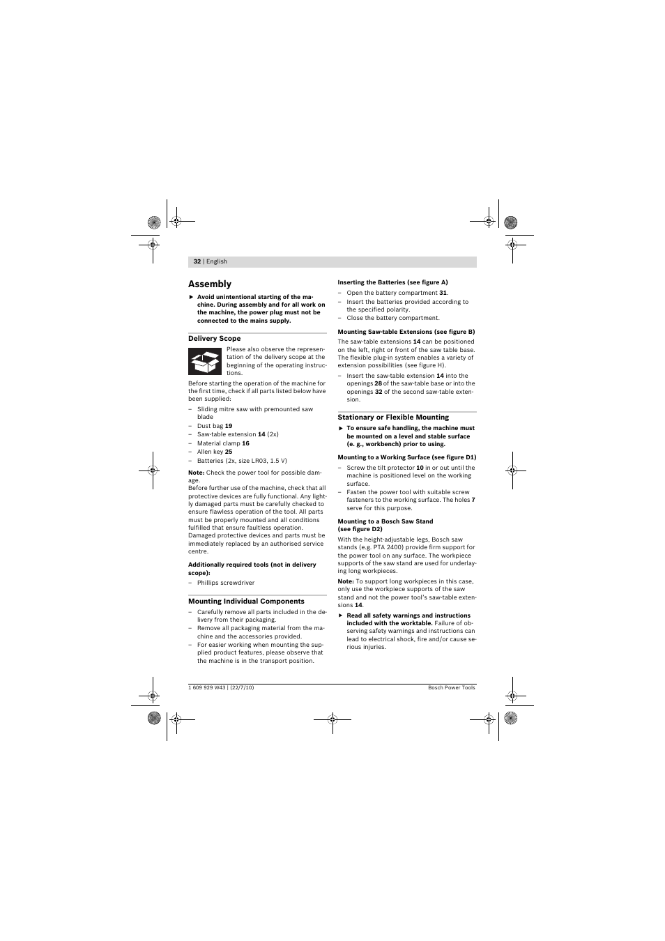 Assembly | Bosch PCM 7 S User Manual | Page 32 / 384