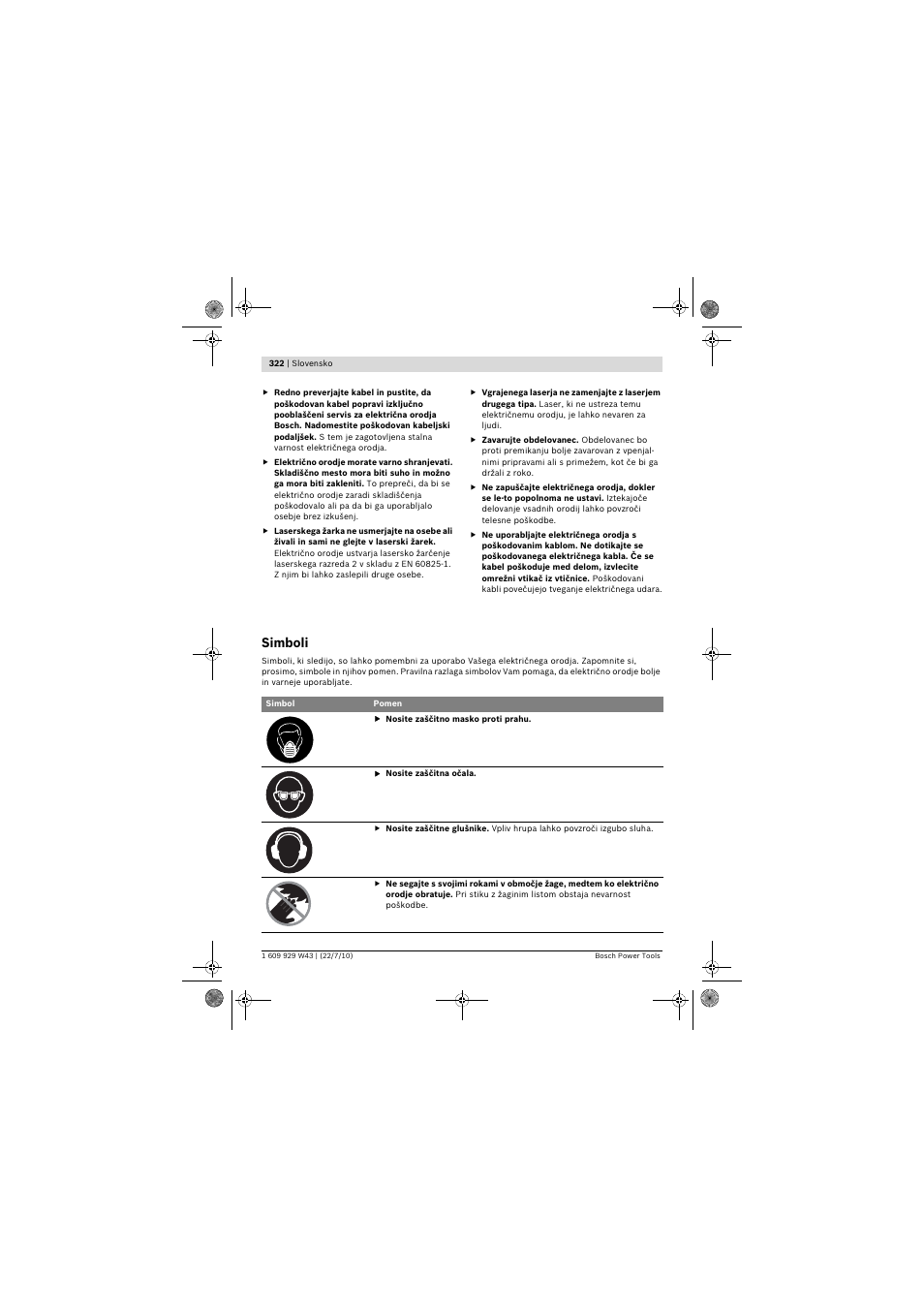 Simboli | Bosch PCM 7 S User Manual | Page 322 / 384