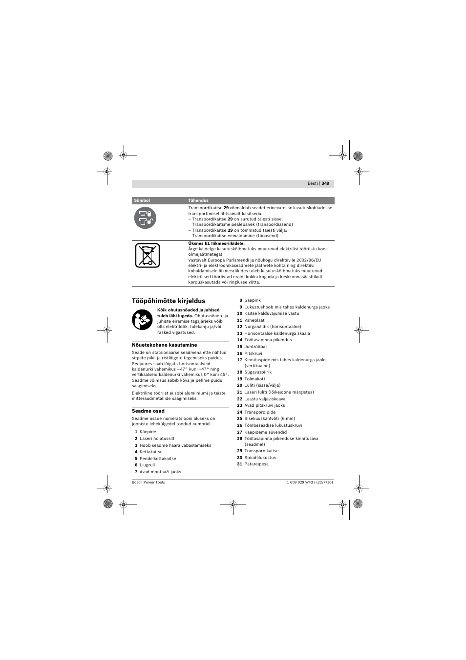 Tööpõhimõtte kirjeldus | Bosch PCM 7 S User Manual | Page 349 / 384