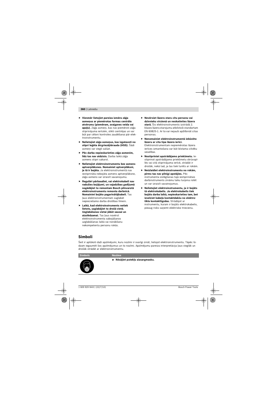 Simboli | Bosch PCM 7 S User Manual | Page 360 / 384