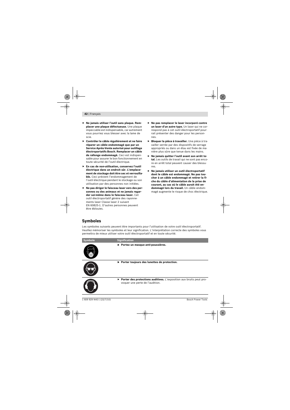 Symboles | Bosch PCM 7 S User Manual | Page 42 / 384