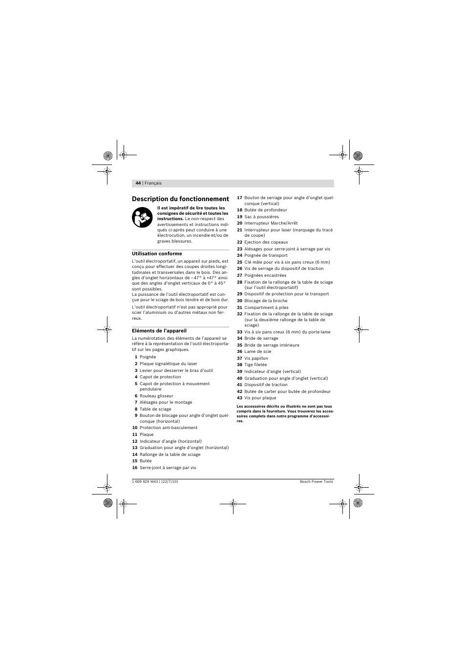 Description du fonctionnement | Bosch PCM 7 S User Manual | Page 44 / 384