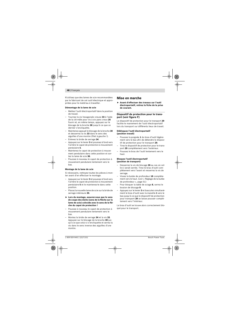 Mise en marche | Bosch PCM 7 S User Manual | Page 48 / 384