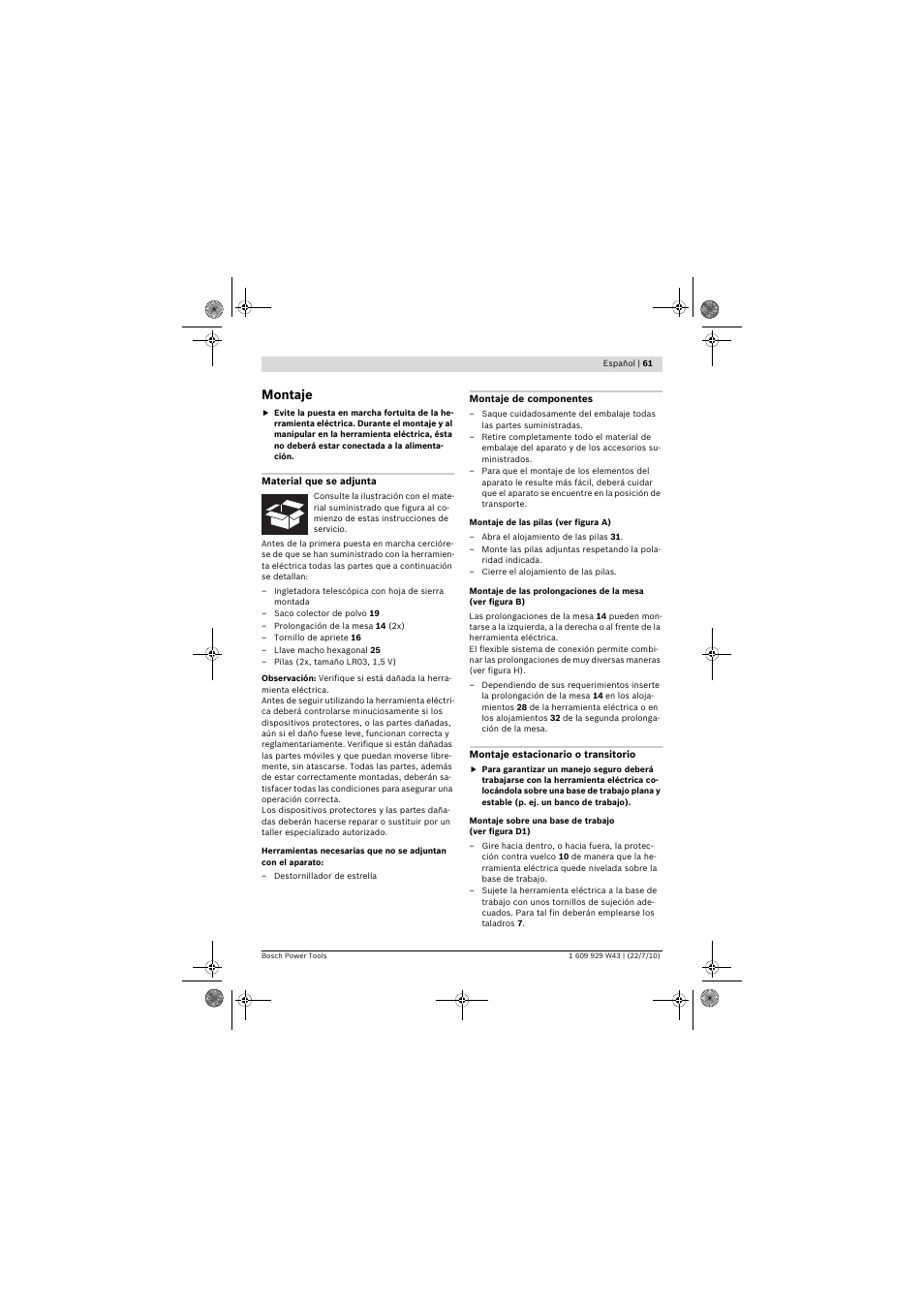 Montaje | Bosch PCM 7 S User Manual | Page 61 / 384