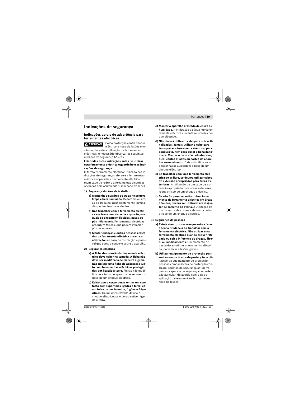 Indicações de segurança | Bosch PCM 7 S User Manual | Page 69 / 384