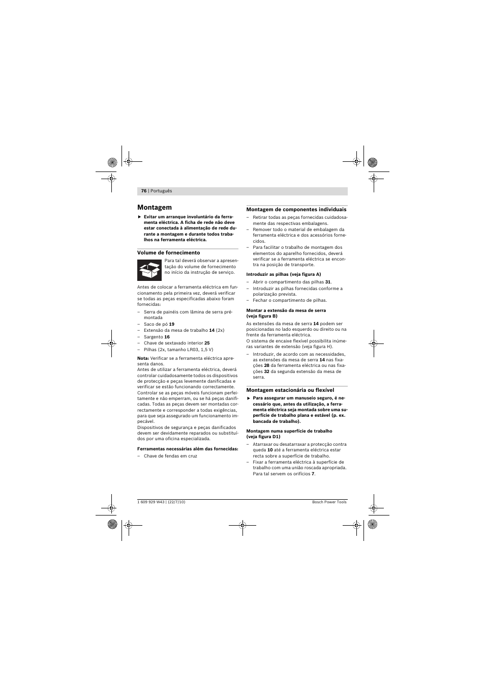Montagem | Bosch PCM 7 S User Manual | Page 76 / 384