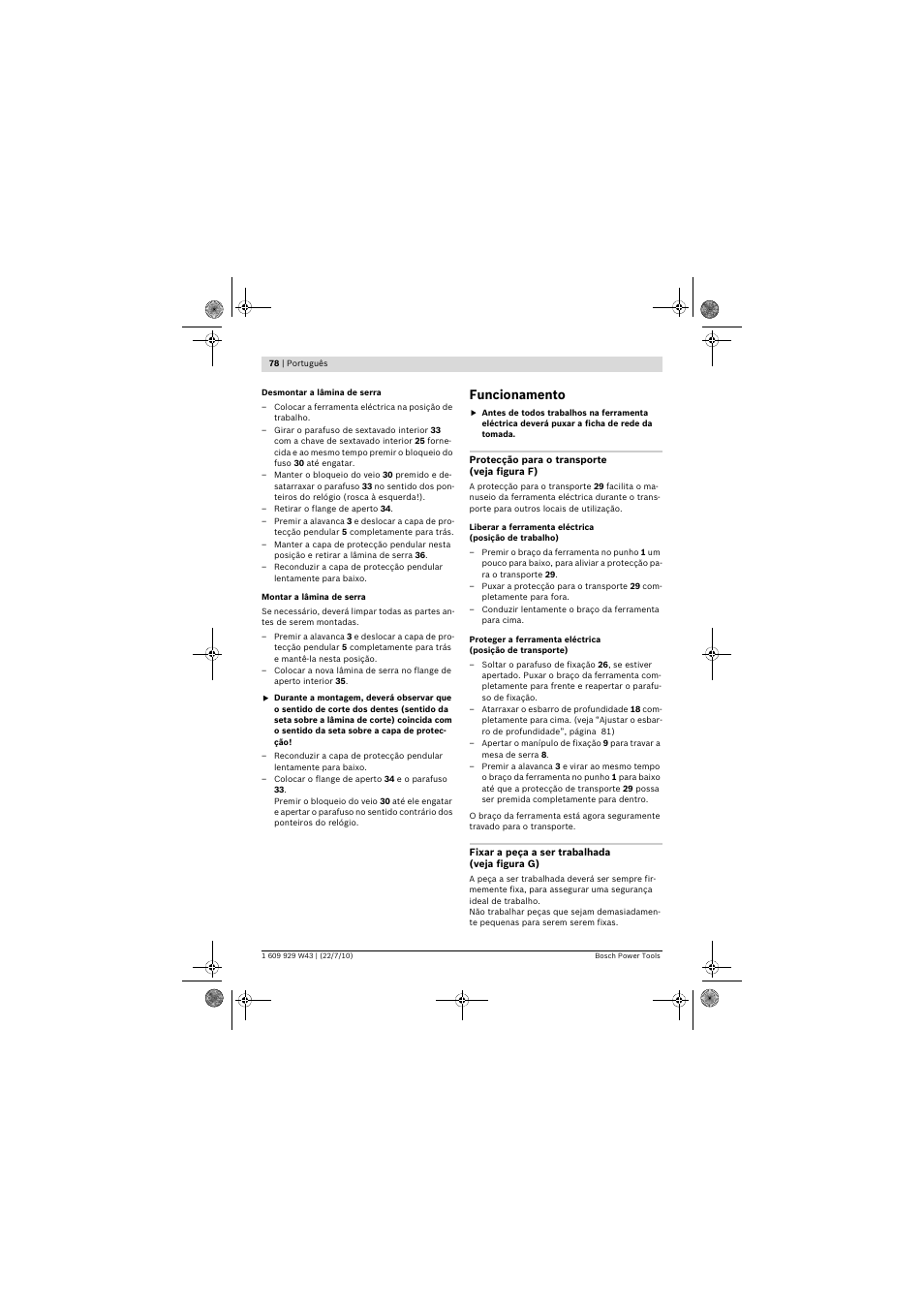 Funcionamento | Bosch PCM 7 S User Manual | Page 78 / 384