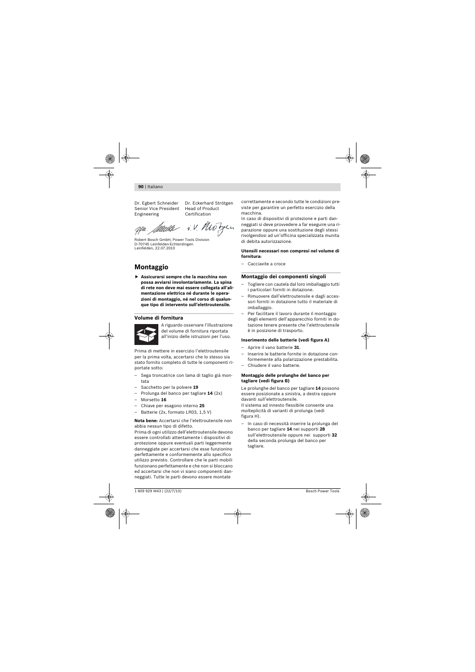 Montaggio | Bosch PCM 7 S User Manual | Page 90 / 384