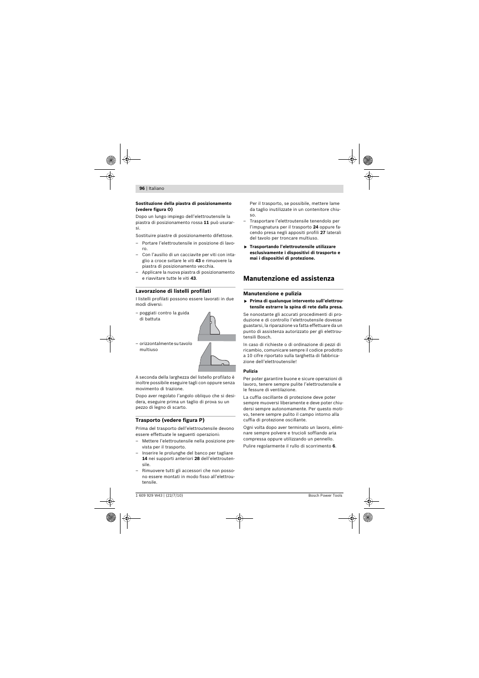 Manutenzione ed assistenza | Bosch PCM 7 S User Manual | Page 96 / 384