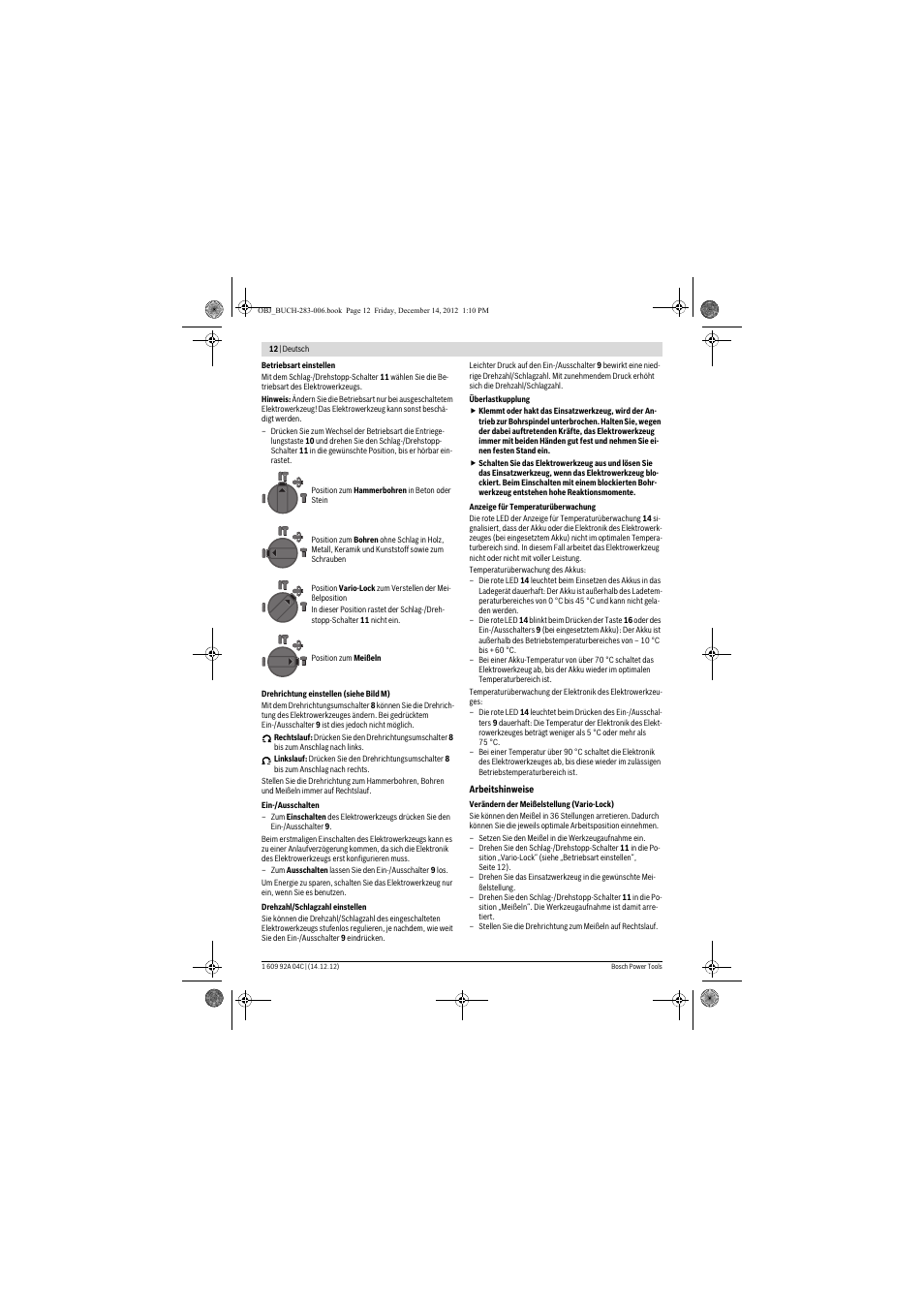 Bosch GBH 36 V-LI Professional User Manual | Page 12 / 238