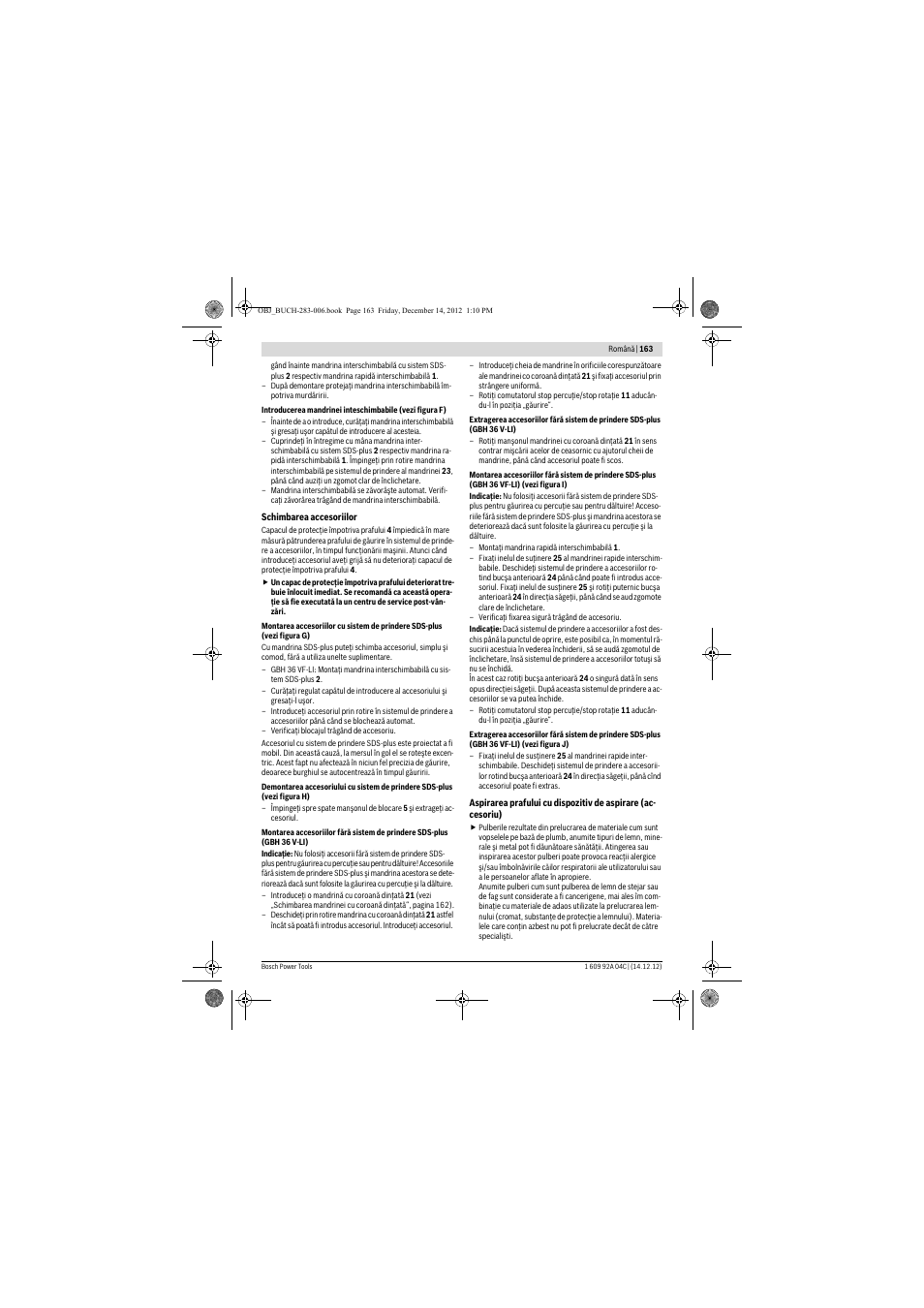 Bosch GBH 36 V-LI Professional User Manual | Page 163 / 238
