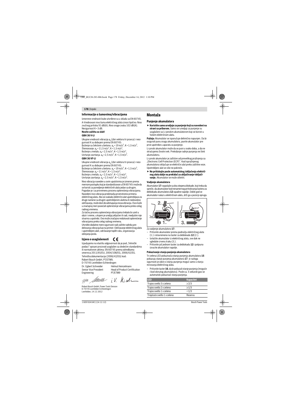 Montaža | Bosch GBH 36 V-LI Professional User Manual | Page 178 / 238