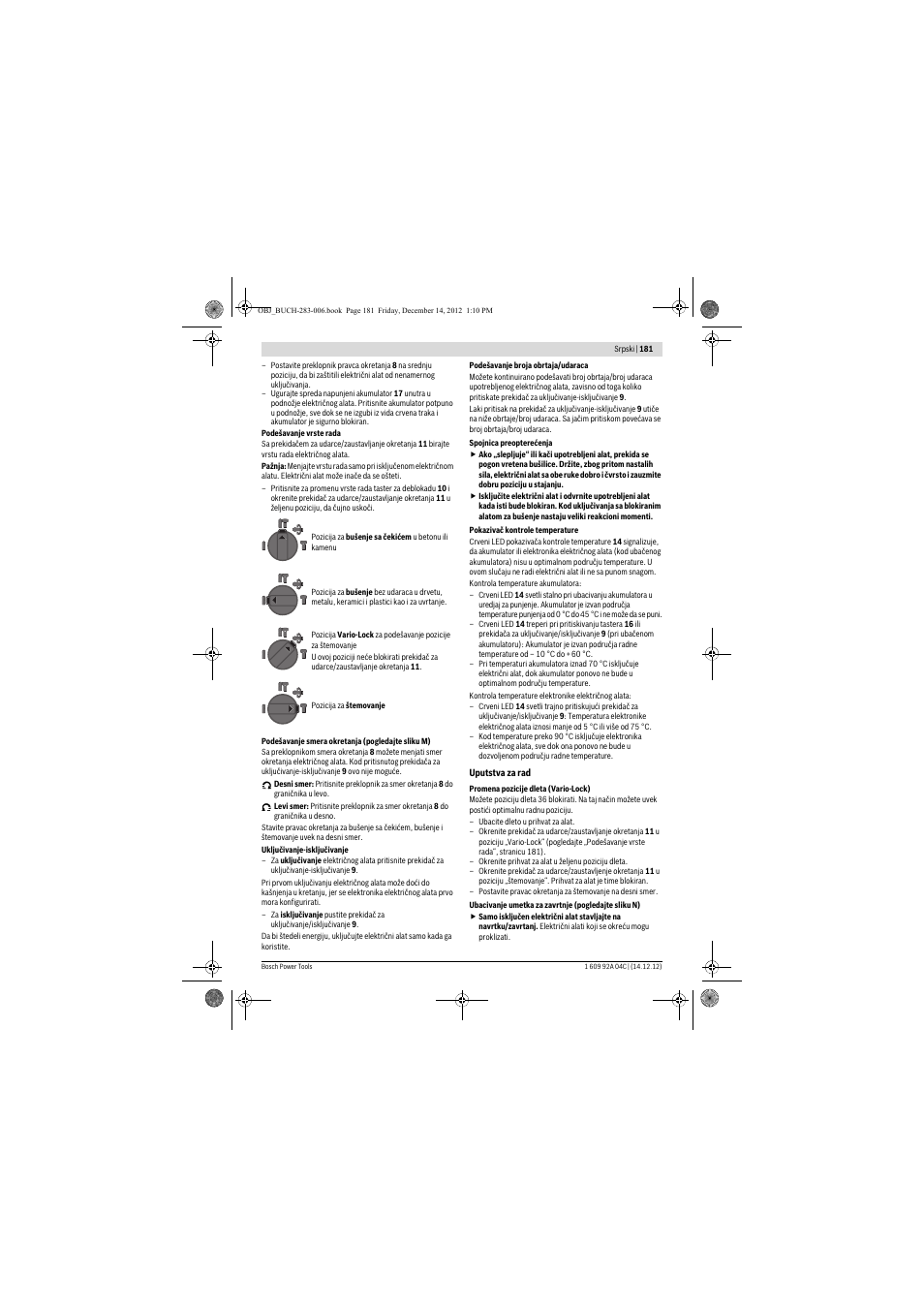 Bosch GBH 36 V-LI Professional User Manual | Page 181 / 238