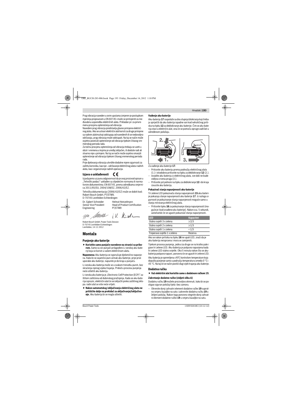 Montaža | Bosch GBH 36 V-LI Professional User Manual | Page 193 / 238