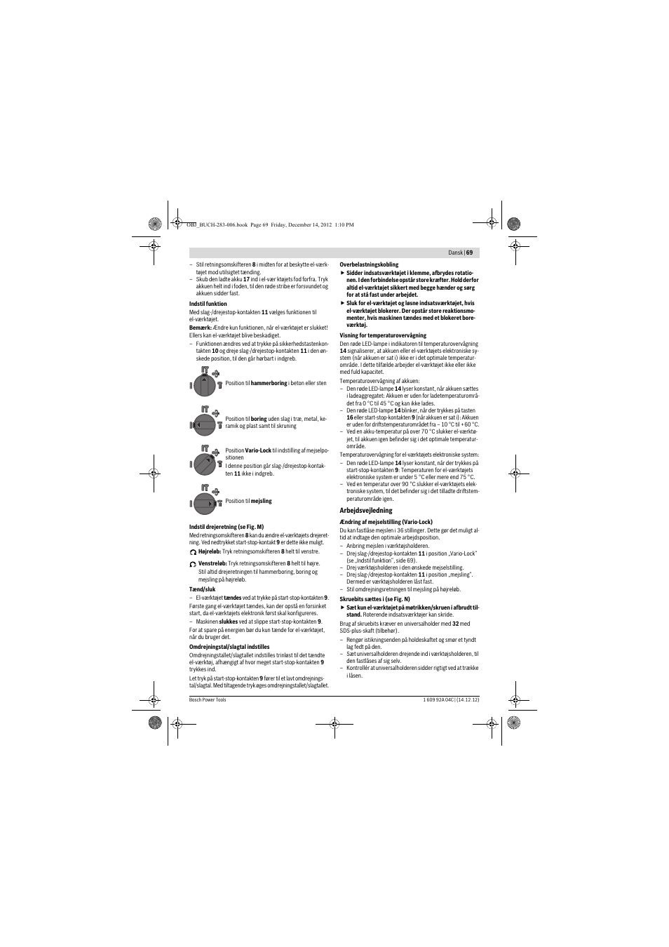 Bosch GBH 36 V-LI Professional User Manual | Page 69 / 238