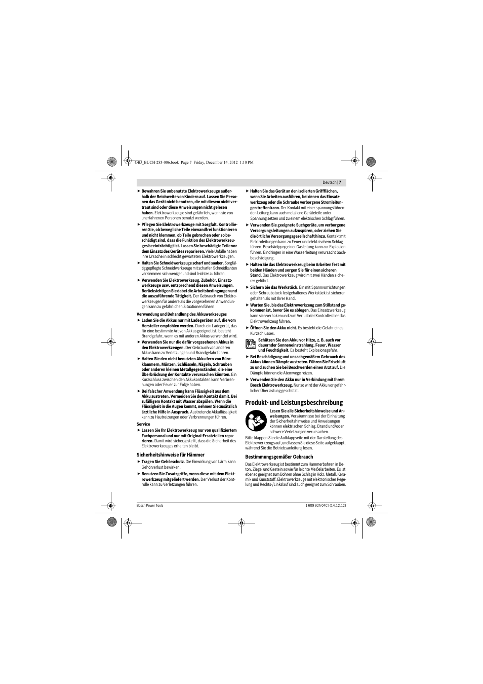 Produkt- und leistungsbeschreibung | Bosch GBH 36 V-LI Professional User Manual | Page 7 / 238