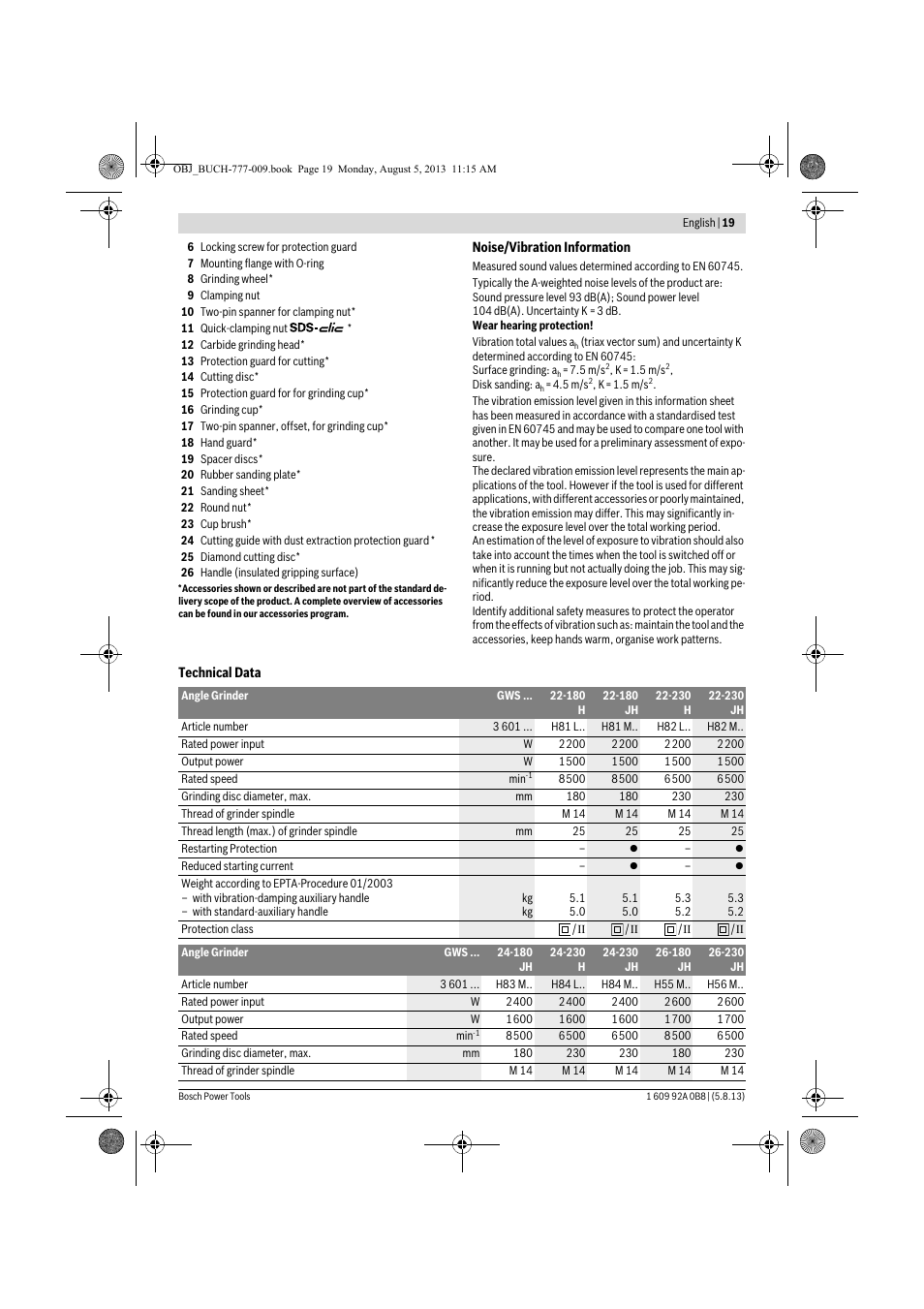 Bosch GWS 24-180 H Professional User Manual | Page 18 / 296