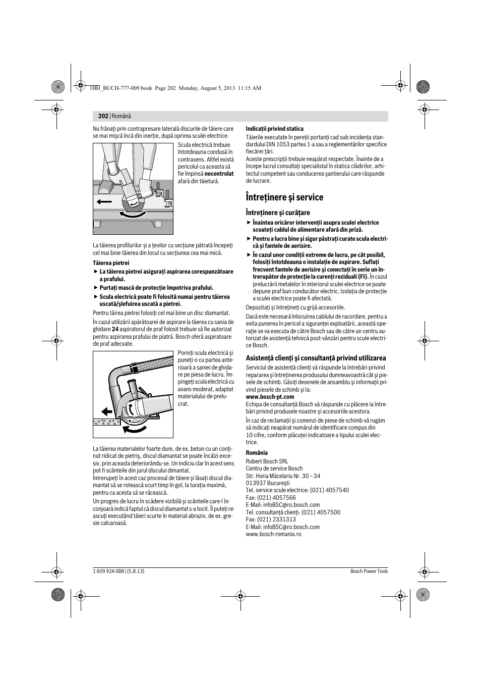 Întreţinere şi service | Bosch GWS 24-180 H Professional User Manual | Page 201 / 296