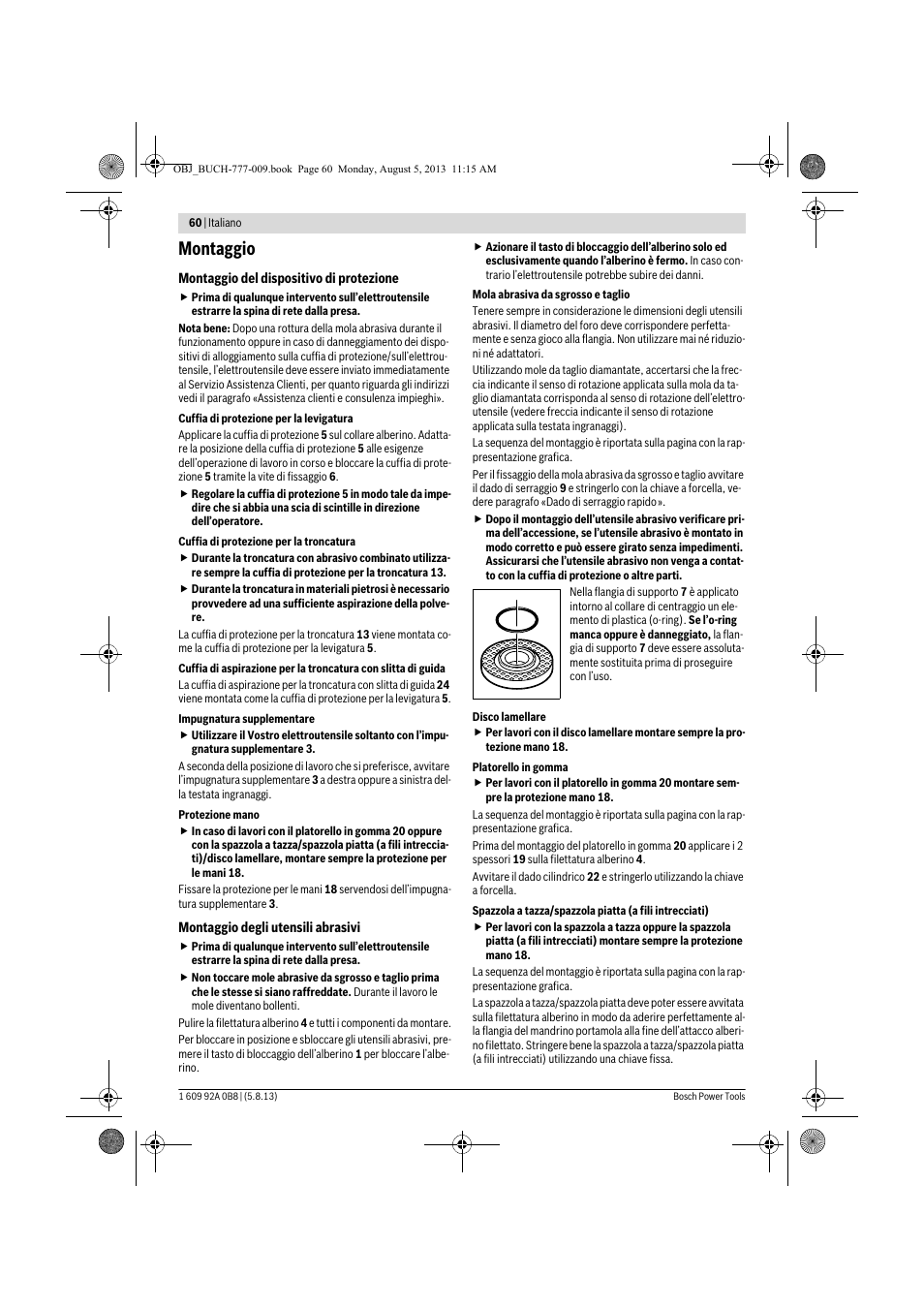 Montaggio | Bosch GWS 24-180 H Professional User Manual | Page 59 / 296