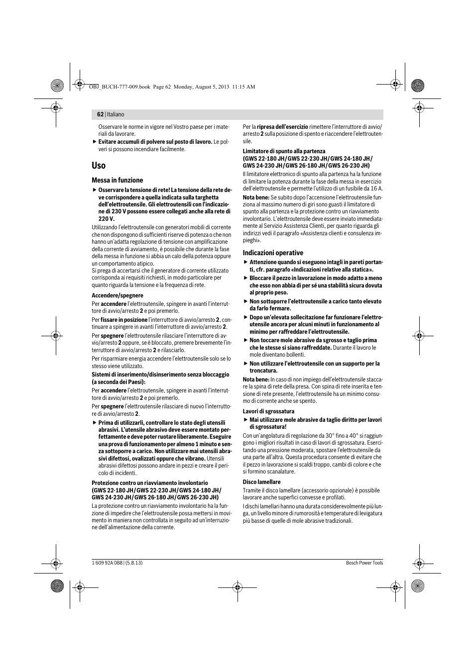 Bosch GWS 24-180 H Professional User Manual | Page 61 / 296