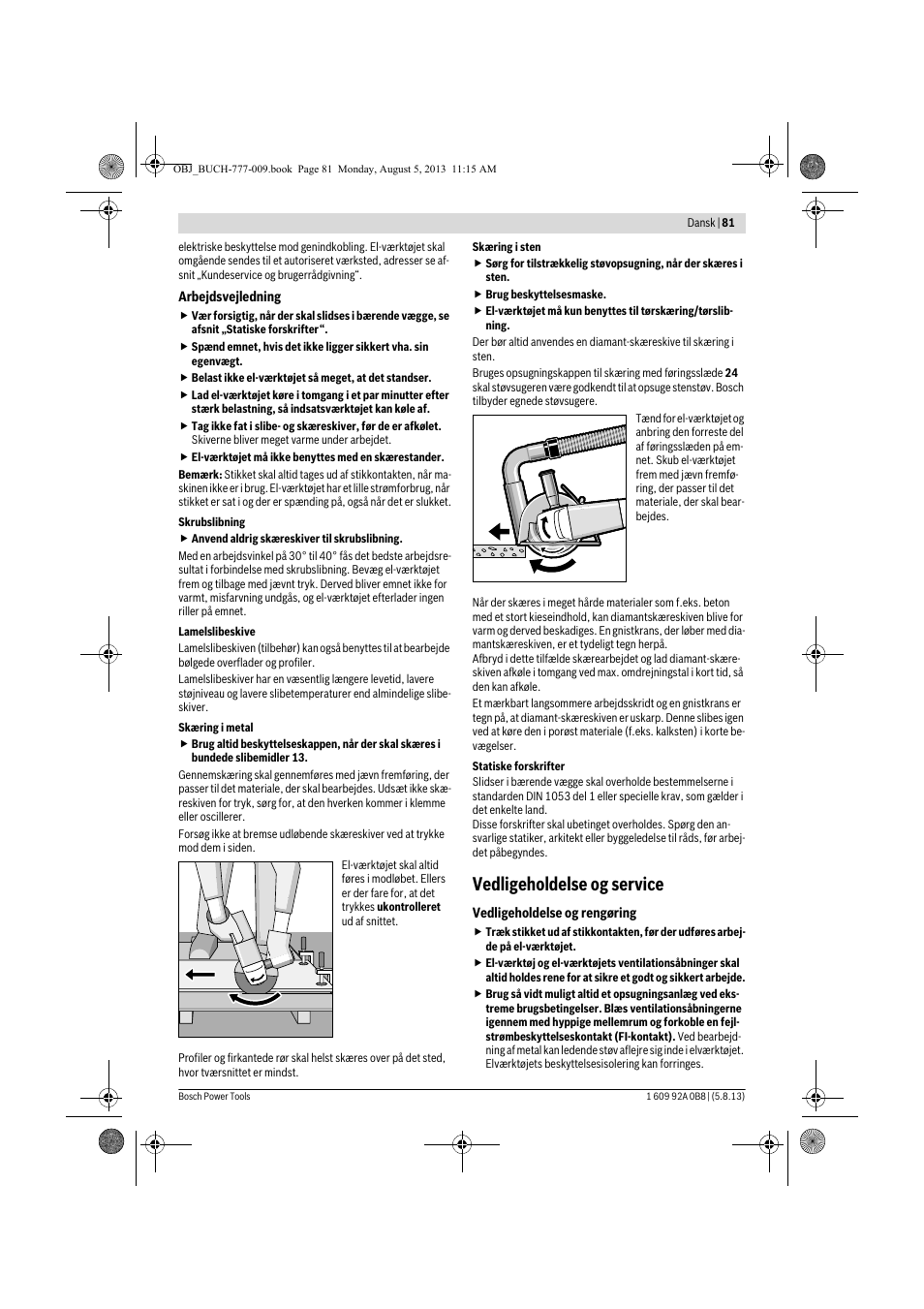 Vedligeholdelse og service | Bosch GWS 24-180 H Professional User Manual | Page 80 / 296