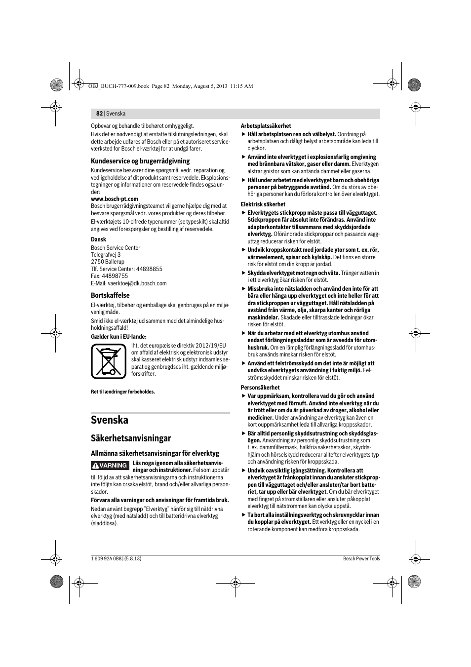 Svenska, Säkerhetsanvisningar | Bosch GWS 24-180 H Professional User Manual | Page 81 / 296