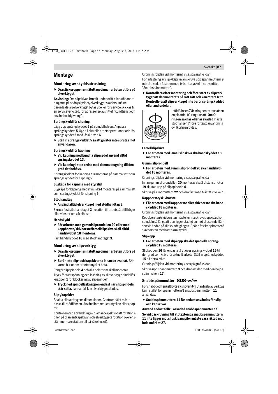 Montage | Bosch GWS 24-180 H Professional User Manual | Page 86 / 296