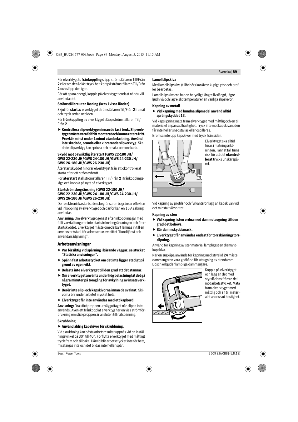 Bosch GWS 24-180 H Professional User Manual | Page 88 / 296