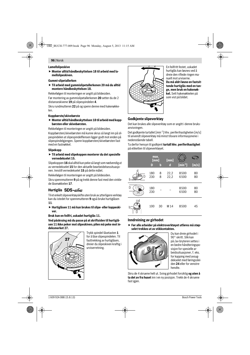 Bosch GWS 24-180 H Professional User Manual | Page 95 / 296