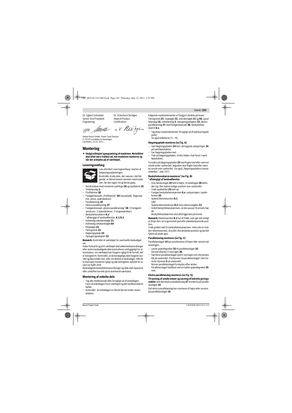 Montering | Bosch GTS 10 J Professional User Manual | Page 103 / 355