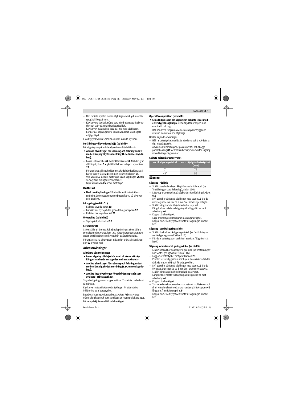 Bosch GTS 10 J Professional User Manual | Page 117 / 355