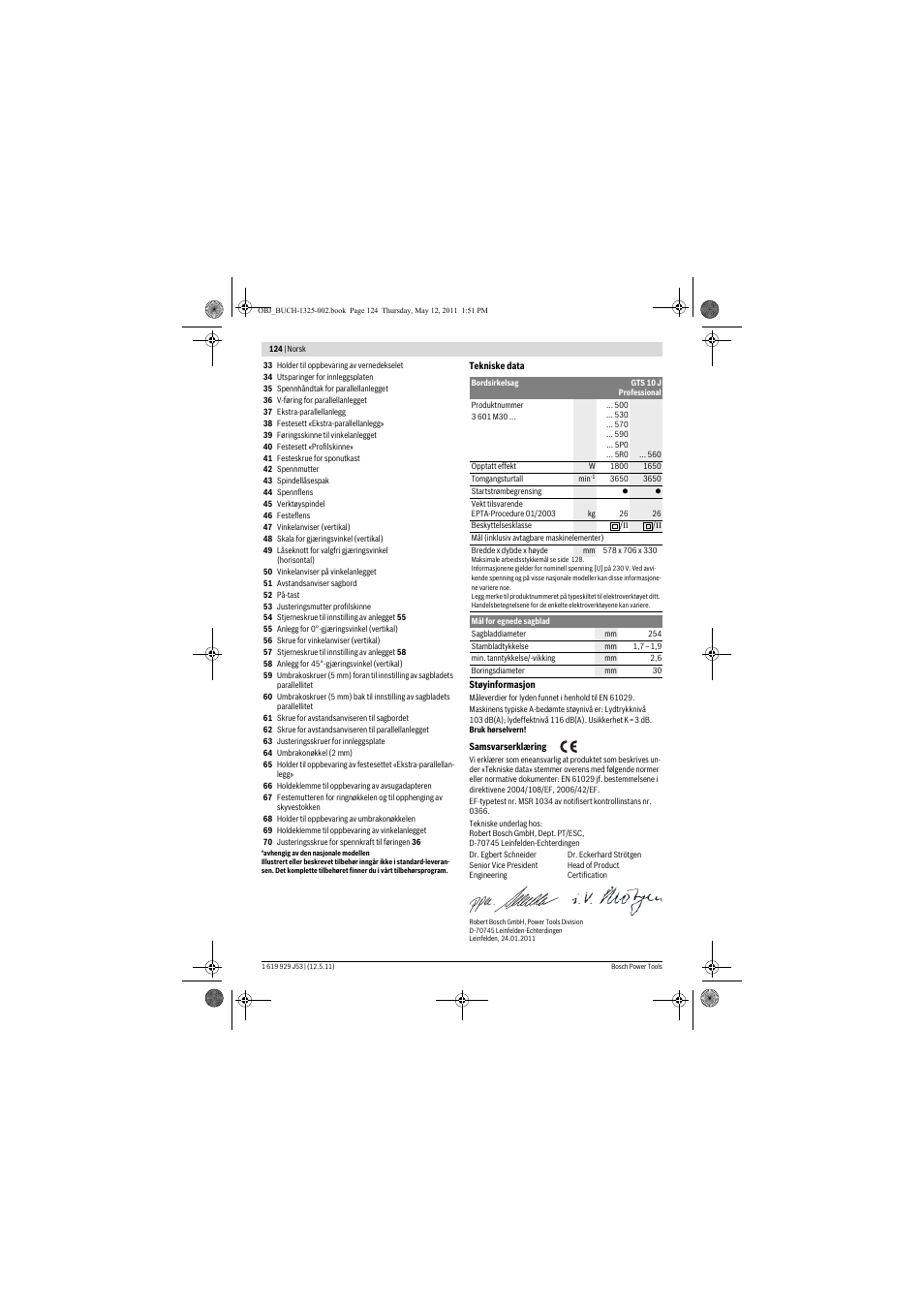 Bosch GTS 10 J Professional User Manual | Page 124 / 355