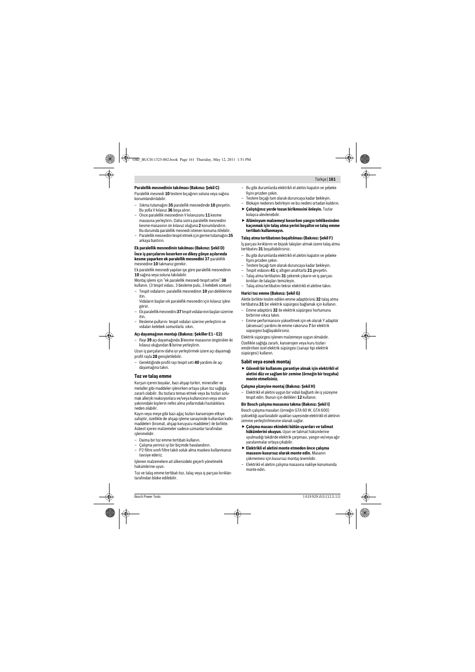 Bosch GTS 10 J Professional User Manual | Page 161 / 355