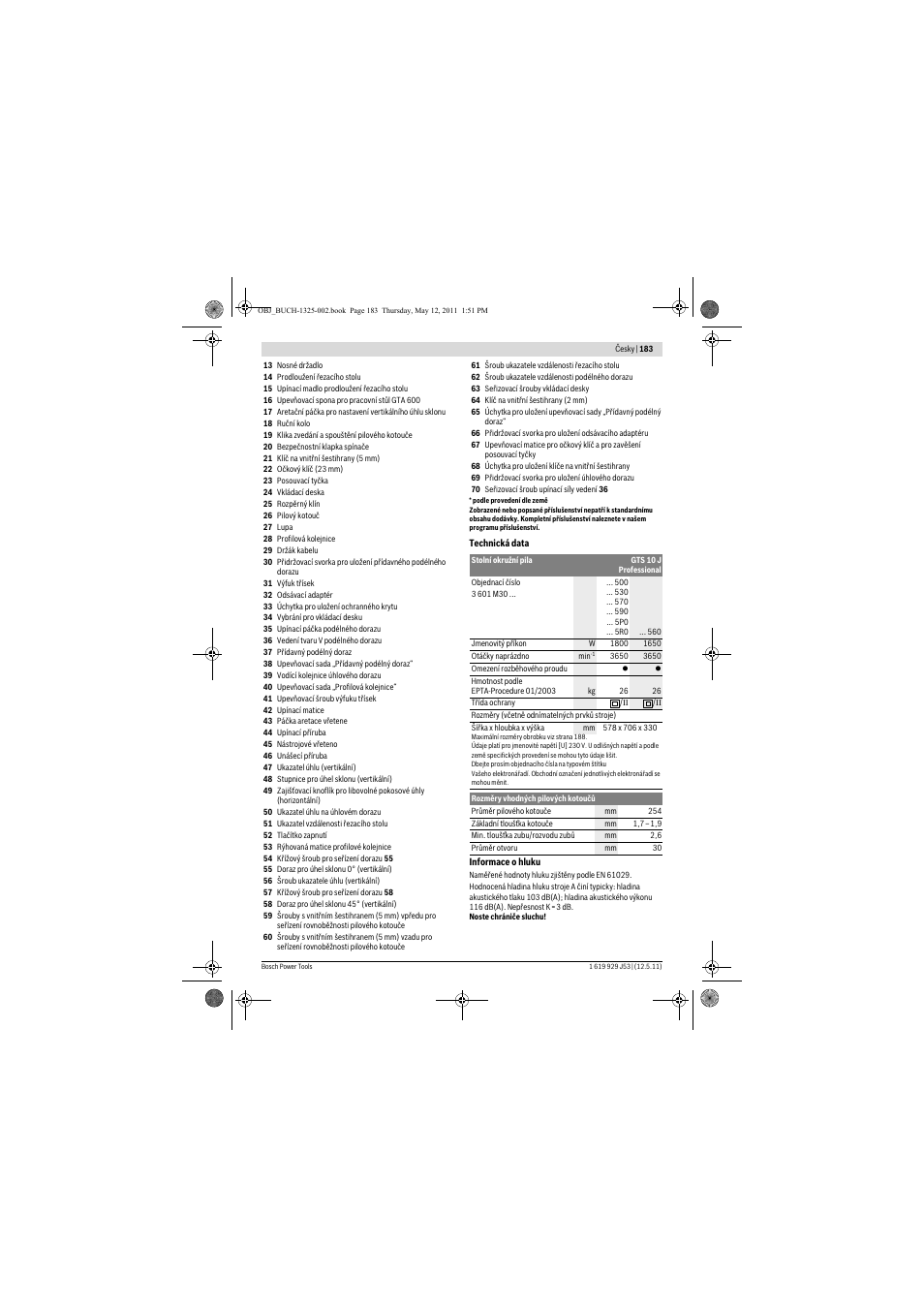 Bosch GTS 10 J Professional User Manual | Page 183 / 355