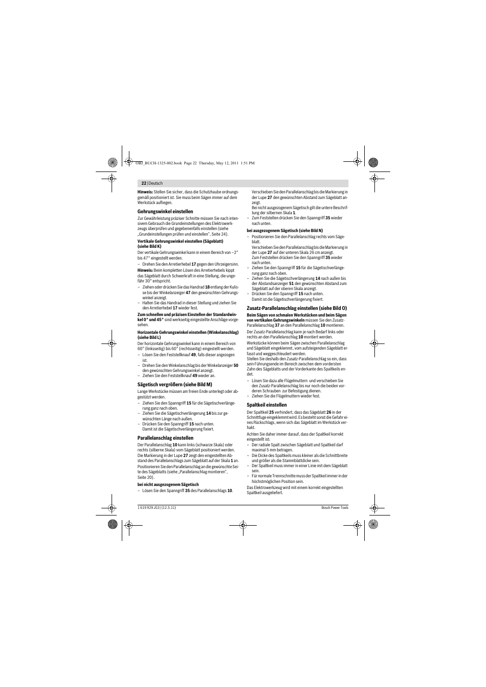 Bosch GTS 10 J Professional User Manual | Page 22 / 355