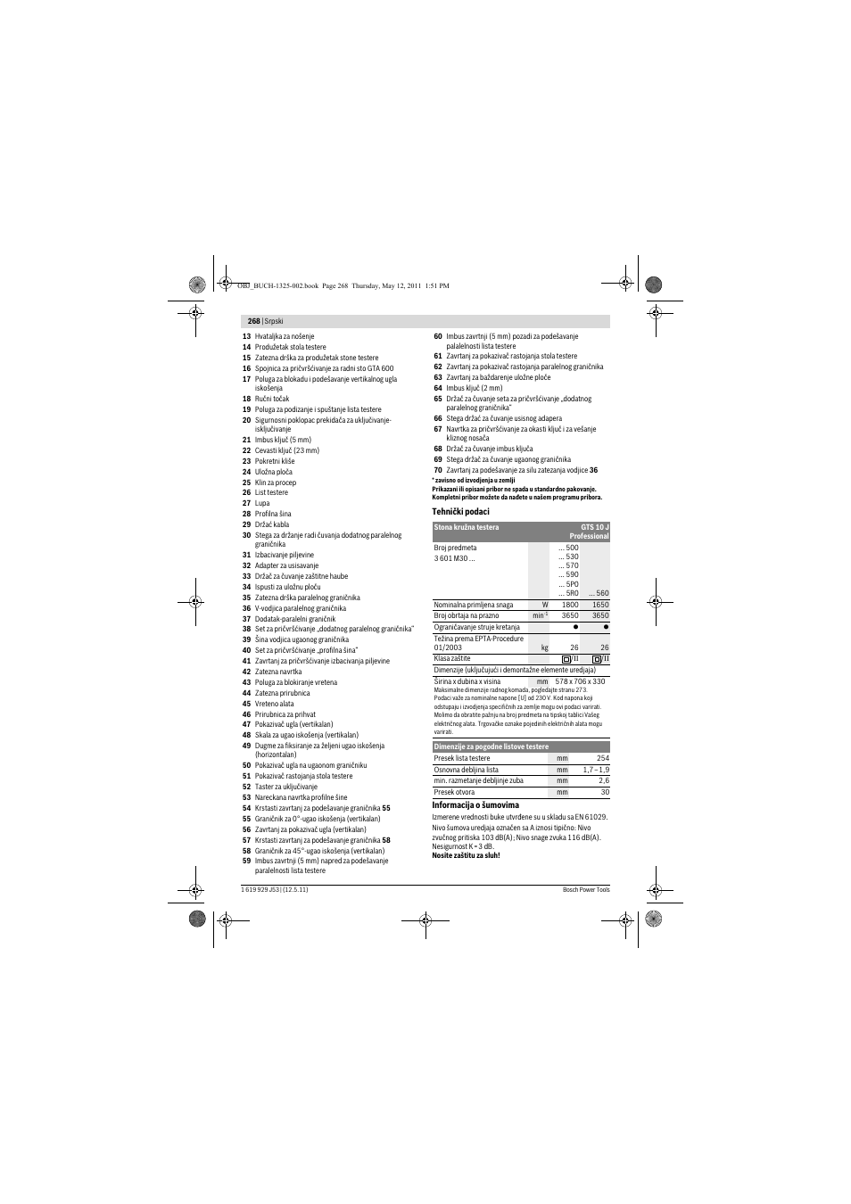 Bosch GTS 10 J Professional User Manual | Page 268 / 355