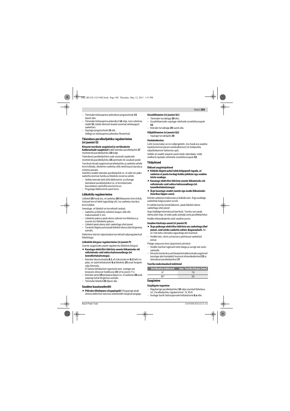 Bosch GTS 10 J Professional User Manual | Page 305 / 355