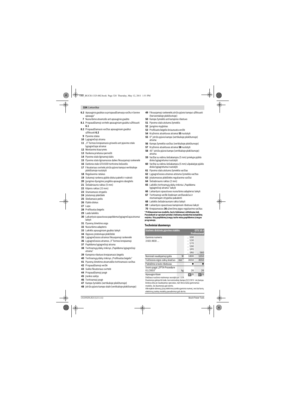 Bosch GTS 10 J Professional User Manual | Page 324 / 355