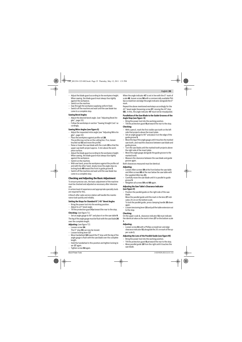 Bosch GTS 10 J Professional User Manual | Page 35 / 355