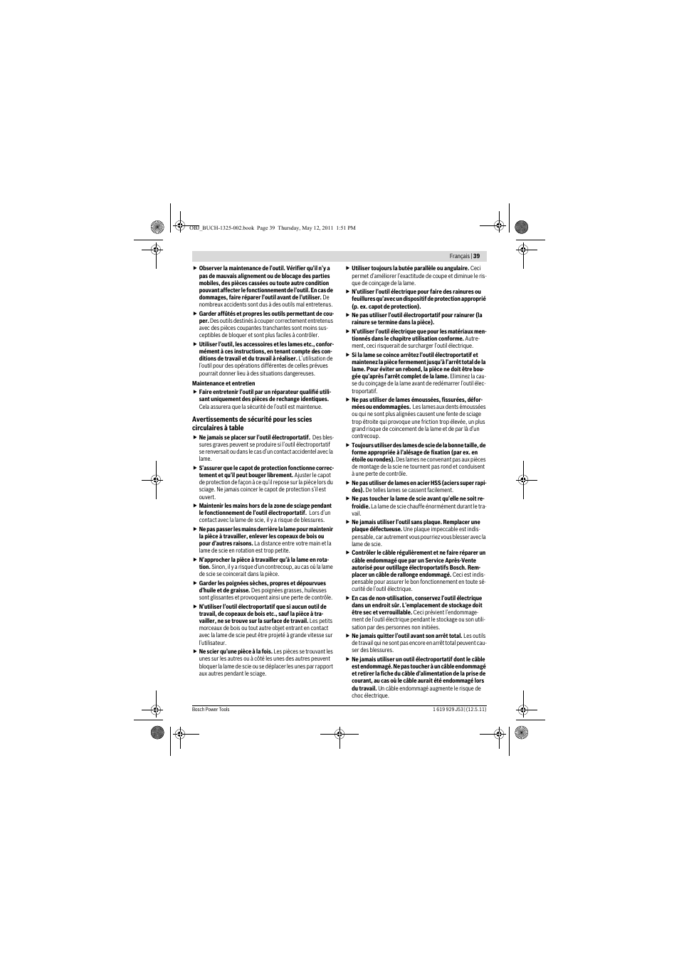 Bosch GTS 10 J Professional User Manual | Page 39 / 355