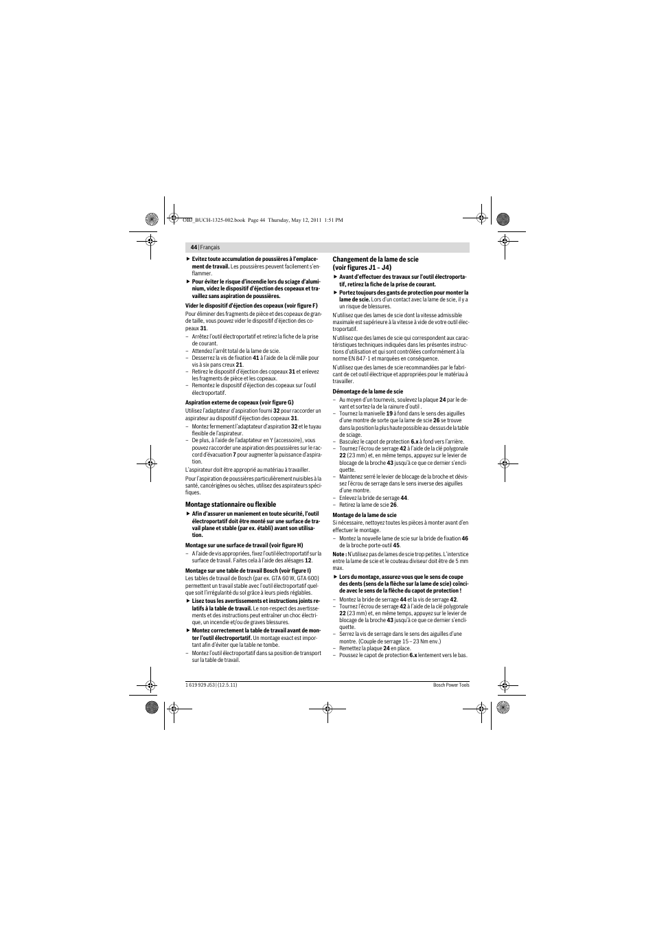 Bosch GTS 10 J Professional User Manual | Page 44 / 355