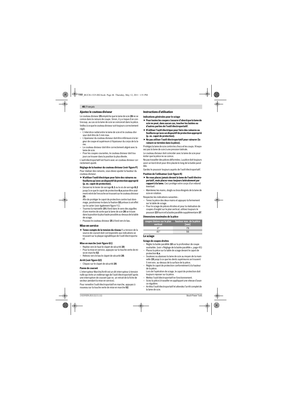 Bosch GTS 10 J Professional User Manual | Page 46 / 355