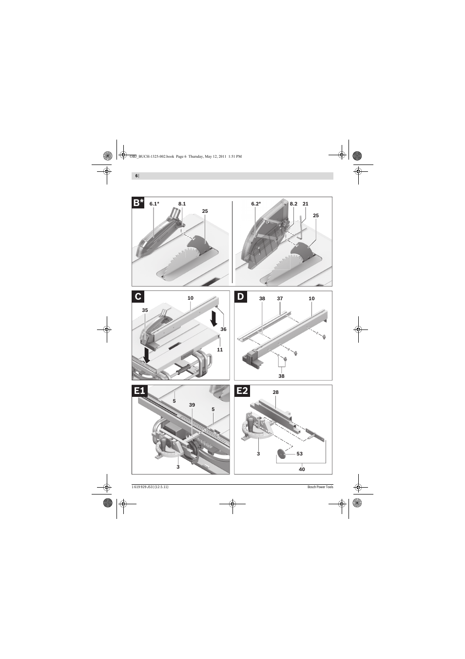 E2 e1 d c b | Bosch GTS 10 J Professional User Manual | Page 6 / 355