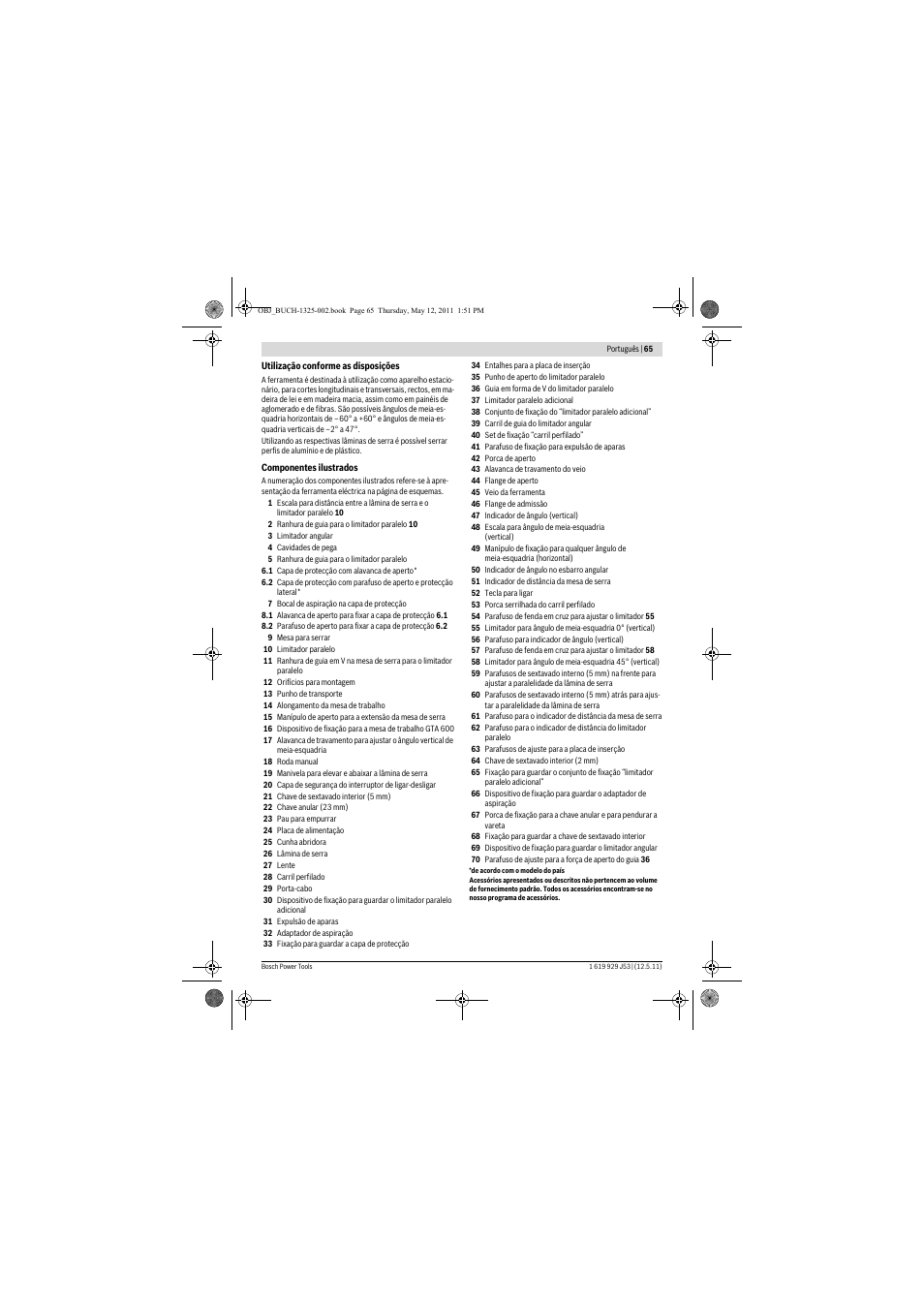 Bosch GTS 10 J Professional User Manual | Page 65 / 355